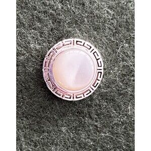 Estate GV Sterling Silver Mother Of Pearl Greek Key Round Slide Pendant QVC